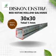PREMIUM Besi Kotak Hollow Galvanis 3x3 (30x30mm) Tebal 1.1mm