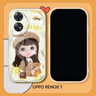 For OPPO Reno8 T Reno8 Pro Reno 8T 5G Reno 8 Pro Soft Silicone Phone Casing Cute Cartoon Beret Girl Wave Edge Back Cover Case Protection Shockproof Cases