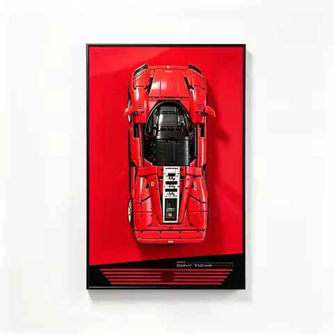 Wall Hanging Display Frame Compatible with Lego 42143 Ferrari SP3 Technical Supercar Model Building 
