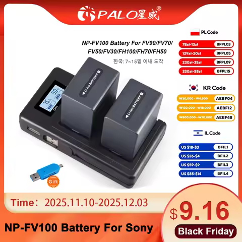 PALO NP FV100 NP-FV100 FV100 Batteries + LCD USB Charger for Sony NP-FV30 NP-FV50 NP-FV70 SX83E SX63
