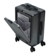 NEWEDO 20吋前開口登機行李箱 - 黑色 | 內置杯架 | 側面掛鉤 | 35L大容量