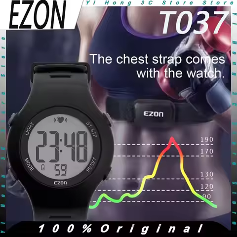 EZON T037 Sports Watch Heart Rate Monitor Men Women Digital Outdoor Running Watch Alarm Chronograph 