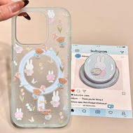 Tulip Rabbit Magnetic Bracket Xiaomi 15 14T Redmi Note 14 13 Pro+14C 13C POCO X6 F6 M6 Phone Case
