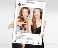 Khung chụp hình Instagram cầm tay kích thước lớn 60x90cm trắng đen hashtag tùy chọn