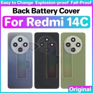 Back Battery Cover Glass Housing For redmi 14c Housing Glass Door Back Battery Back Cover Case camer