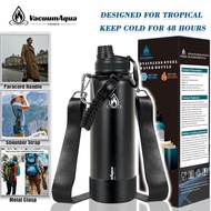 Vacuum Aqua 1250ml Tumbler With Handle＆Sling 675ml 1000ml Protable Thermos Wide Mouth Stainless Stee