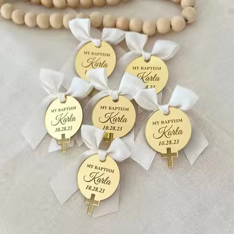 50Pcs Personalized Acrylic Tags Baby Show Wedding Table Card Engraved Custom Baby Baptism Favors Com