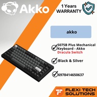 FLEXI TECH Akko Black & Silver 5075B Plus Mechanical Keyboard - Akko Dracula Switch