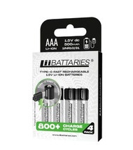 LiiBATTARIES- Type C 快充鋰電電池 - 3A (每合4粒）