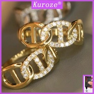 Kuroze retro antique pig nose ring, same ring with diamonds, women's ring