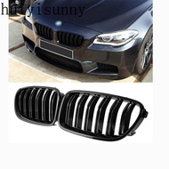 HYS Double Slats Gloss Glossy Black Grill 2pcs F10 Kidney Grille Grill for 2010-2017 BMW 5 Series F1