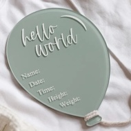 Acrylic Balloon Baby Name Tag Birth Bulletin Board Newborn Hello world Birth Status Board