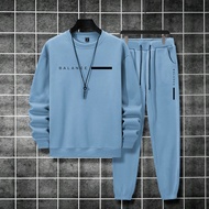 ผู้ชาย สีฟ้า ลาย ตัวอักษร เสื้อสวมหัว ฮู้ดดี้ และ ลำลอง กางเกงกีฬา 2 ชิ้น/เซ็ต