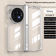 Case For Vivo X Fold 3Pro Fold 3 Magnetic Folding Clear Electroplating Phantom With Bracket Hinges Protective Cover