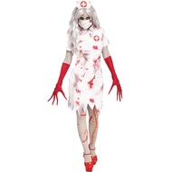 Horror Zombie Nurse Uniform Cosplay Zombie Fake Blood Stain Female Nurse Uniform Halloween Medical D