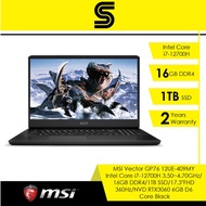 MSI Laptop Vector GP76 409MY CoreBlack/Intel i7-12700H/16GB D4/1TB SSD/17.3"FHD 360Hz/RTX3060 6GB/Wi