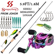 Sougayilang Wooden Fishing Rod And Reel Set Reel BC 18+1BB Portable Fishing Reel