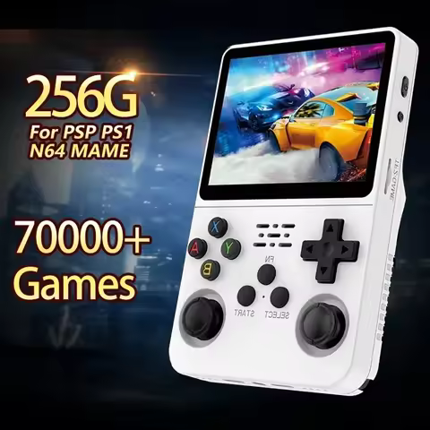 NEW R36S Open Source Handheld Console - 3.5" IPS 256G 70,000+ Games for PSP/PS1/N64/Arcade & Plug & 