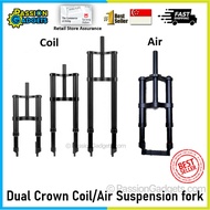 Dual Crown Air/Coil Suspension Fork Bike parts 12inch 20inch 26inch Twin Crowns for Fiido Q1 Q1S