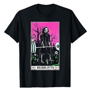 Tarot Card Funny Gym Deadlifts Workout Occult Reading Reader T-Shirt Funny Ghost Fitness Physical Exercise Graphic Tee Tops Gift