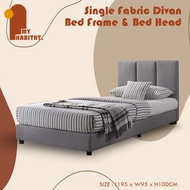 Manado Single Size Fabric Bed Frame Fabric Upholstery Bed Headboard / Katil Divan Cushion Headboard - Grey