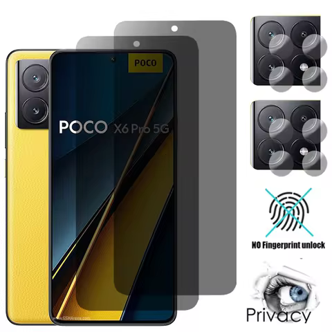 4IN1 Private Tempered Glass For Xiaomi Poco X6 Pro X5 X3 NFC X4 GT Anti Spy Screen Protector For Poc