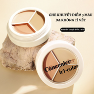 OGULIA Kem Che Khuyết Điểm Ba Màu Đa Năng Lâu Trôi Che Các Loại Khuyết Điểm Trên Mặt
