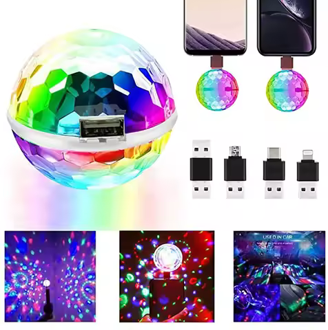 USB DC 5V Double head Disco ball stage light music control Android Apple phone colorful dj light Chr