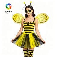 GOGOU Bee Costume Set, Costume Wings Striped Knee Stocking Bumblebee Costume, Stage Ready Tutu Skirt