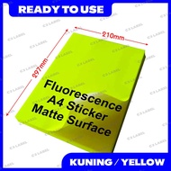 A4 Sticker / A4 Color Sticker / A4 Flouresence Blank Sticker - YELLOW