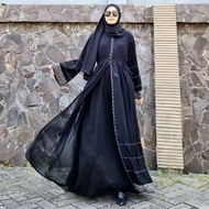 HITAM Marrakeshstore1 Abaya Saudi Arabia Black Application Couple Mother And Child Haura Fabric Till