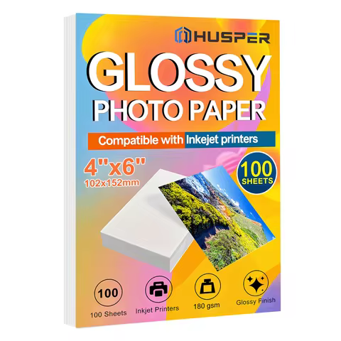 Glossy Photo Paper 4x6 inch 100 Sheets, 180gsm Premium Inkjet Printer Paper for Photos, Calendars, C