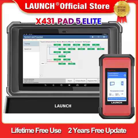 LAUNCH X431 PAD 5 ELITE SmartLink C Car Diagnostic Tools J2534 CAN FD Online ECU Programming Coding 
