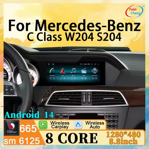 Android 14 8G+256G Car GPS Radio For Mercedes-Benz C Class W204 S204 2DIN 8CORE Multimedia Wireless 
