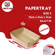 Papertray S Kraft FULL Lamination 11x9x4 cm / Dine In Brown Food Container / Snack Food Tray / Food 