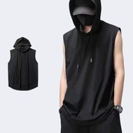 Summer fashion men's hooded vest/sando silk polyester fabric Full size M-3XL