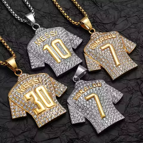 Messi Cristiano Ronaldo Neymar Mbappé Haaland Football Jersey Man Necklaces Stainless Steel Pendant