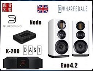 BlueSound Node 串流+前級+K-200後級擴大機+英國 Wharfedale Evo 4.2喇叭『公司貨』