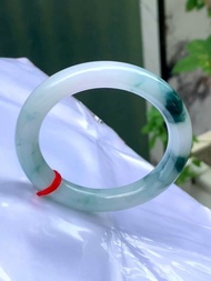 冰種翡翠天然翡翠玉鐲 A玉手鐲 玉鈪 • 冰種藍飄花翡翠圓鐲