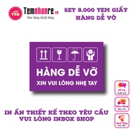 Set 8,000c Fragile Goods Sticker size 6 x 4 cm Purple