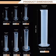 Gelas Ukur Plastik Measuring Cylinder Gelas Takar Lab Tabung Ukur 10ml 25ml 50ml 100ml 250ml 500ml 1