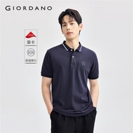 GIORDANO Men Polo Shirts Dragon Embroidery Polo Shirts Contrasting Collar Short Sleeve Fashion Casua