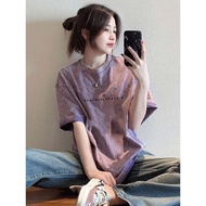 t shirt ootd t shirt budak perempuan t shirt perempuan t shirt lengan panjang perempuan Kemeja-T lengan pendek wanita musim panas 2024 baru longgar separuh lengan baju Eropah musim bunga panas Amerika atas