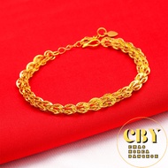 Emas Bangkok Emas Korea 24K Bracelet Ring Gold Plated Rantai Gelang Tangan &amp; Cincin Emas Sadur Perempuan emas 916 L