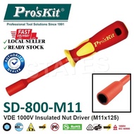 Pro'sKit SD-800-M11 VDE 1000V Insulated Nut Driver - M11 x 125mm (Taiwan)