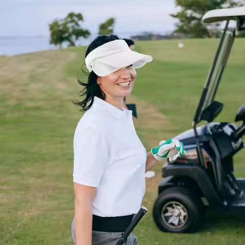 Golf Sun Visor Hat Summer Adjustable Retractable Brim Uv Blocking Lightweight Breathable Hollow Top 