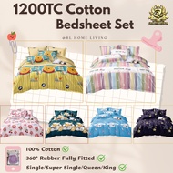 1200tc Cotton Comforter + Bedsheet Set:Single 4in1/Queen 5in1/King 5in1