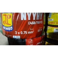 NYYHY CABLE 3X0.75MM 3X0.75 MM STRINGEDJEMBO 3X0.75 1 ROLL @ 50M METER