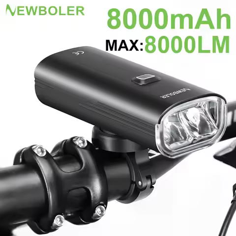 Bicycle Lighting 8000Lumen 8000mAh Bicycle Headlight Power Bank Flashlight Handle C-shaped Charging 
