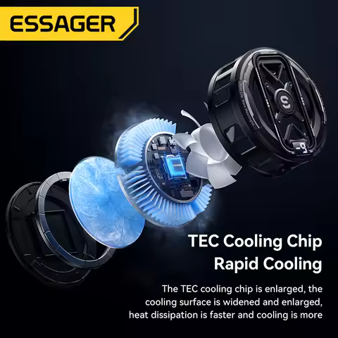 Essager Magnetic Digital Display Phone Cooler Fast Cooling for iPhone 17 Gaming/Live Streaming/Binge